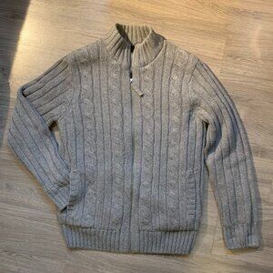 WIND RIVER Sweater Cardigan, NWOT! Cable Knit, Sherpa Lined, Wool/Cotton/Acr, M